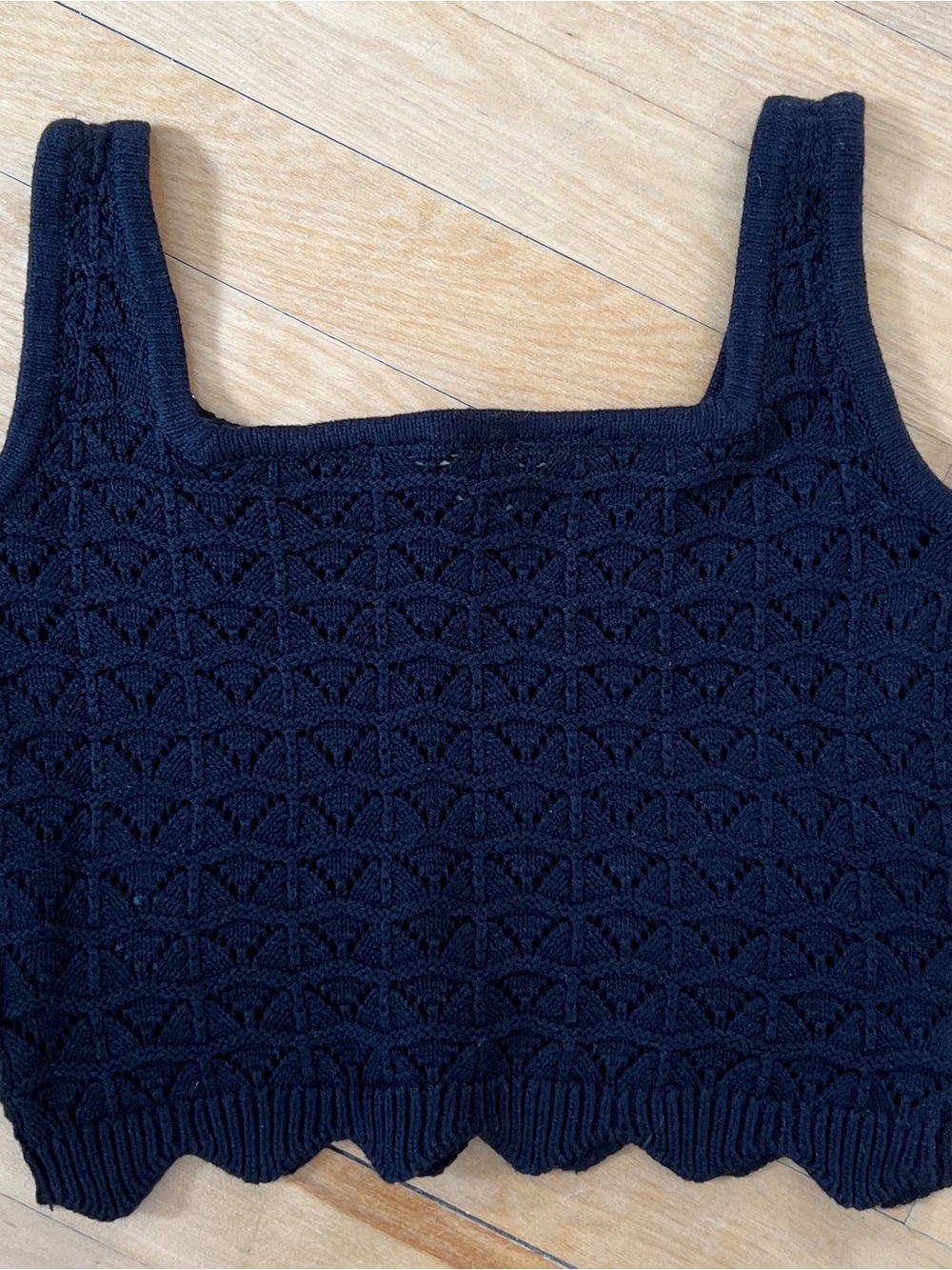 H&M Girls Black Knit Cropped Tank Top - 12/14